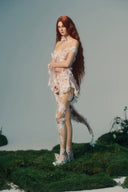 Flora Pink Lace Embroidered Couture Bodysuit for women, from LA VIERGE, The Viet Concept 