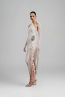 Terell Mermaid Side Slit Silk Satin Floor Length Dress for women, from Ha Thanh Viet, The Viet Concept 