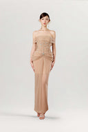 Gina Draped Off-Shoulder Embellished Maxi Dress for women, from JOSEPHINE, The Viet Concept 