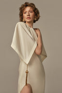 Oreiller Cream Crepe Silk-Lined Evening Gown for women, from POEM, The Viet Concept