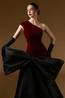 Celestine One-Shoulder Velvet Bow Mermaid Evening Gown for women, from IHF ATELIER, The Viet Concept 