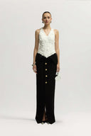 Metz Dress 3D Lace Button Detail Gown for women, from JENNY K TRAN, The Viet Concept 