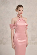 LINH PHUNG • Avara Couture Halter Neck Twisted Silk Midi Dress