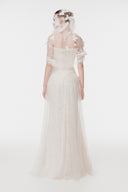 L'ALLÉE • Corset Lace Gown with Sheer Cape