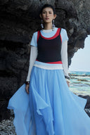 Celestia Jellyfish Asymmetric Organza Maxi Skirt for women, from CAOSTU, The Viet Concept