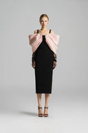 Éloria Bow Crystal Column Evening Midi Dress for women, from IHF STUDIO, The Viet Concept 