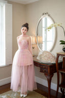 LINH PHUNG • Cupid Ombre Floral Mesh Corset Mini Dress with Cape