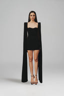 L' SCARLETT • Seraphine Crystal Floral Floor-Length Sleeve Mini Dress