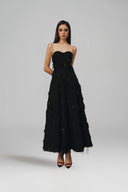 L' SCARLETT • Avelisse Crystal-Embellished Fringe Jacquard A-Line Maxi Dress
