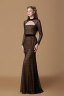 Stand Collar Black Lace Mermaid Gown for women, from IHF AELIER, The Viet Concept 
