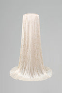 Ivory Metallic Striped Chiffon Bustier Column Gown With Cape for women, from IHF ATELIER, The Viet Concept