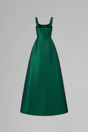 A-Line Dark Green Silk Taffeta Gown With Hand-Braided Crystal Strap for women, from IHF ATELIER, The Viet Concept