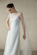 White Mei Convertible Silk Organza Mesh Maxi Dress for women, from DANG PHONG DESIGNER, The Viet Concept