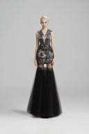 SORAMAME • Gunmetal Grey Convergence Fold-Over V-Neck Mini Dress