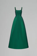 A-Line Dark Green Silk Taffeta Gown With Hand-Braided Crystal Strap for women, from IHF ATELIER, The Viet Concept