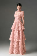 IHF STUDIO • Floral Garden Lace 3D A-Line Maxi Evening Dress