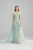 Morgane Pearlescent Silk Off-Shoulder Couture Gown for women, from LINH PHUNG, The Viet Concept