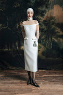 Emanuel Floral Beaded Off-Shoulder Silk Crepe Midi Dress for women, from HOBB, The Viet Concept 