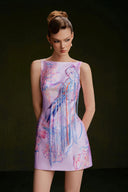 VONTIER DE MONTIER • Songbird Winged Taffeta A-Line Mini Dress With Detachable Cape