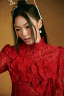Crimson Chu Sa Hand-Embroidered Floral Mini Dress for women, from Keira Tong, The Viet Concept