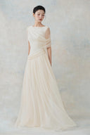 LARMES • Edana Champagne Embellished Evening Gown