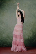 Symphonic Flamingo Pink Tiered Sequin Gown for women, from LINH PHUNG, The Viet Concept