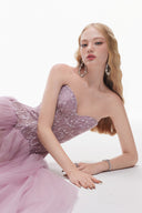 LUCILLA • Beryl Embroidered Lace & Tulle Strapless Evening Gown