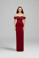 21SIX • Althea Silk Taffeta Off-Shoulder Crystal Gown