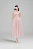 LINH PHUNG • Roxie Crystal Ombre Tulle Halter Midi Dress