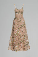 Elsie Brown Lace Tulle Evening Gown for women, from JOSEPHINE, The Viet Concept