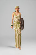 XITA • Azure Élan Xita Silk Stripe Maxi Dress