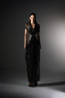 Nightfall Gold Sequin Mesh Cape Tube Dress for women, from SORAMAME, The Viet Concept