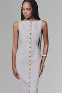 White Sleeveless Linen Dress for women, from Keira Tong, The Viet Concept 