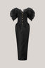 Black Mystic Sheath Square Neck Velvet Ankle Length Dress for women, from Calista, The Viet Cocnept 