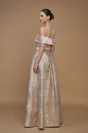 Bustier Light Pink Metallic Jacquard A-Line Crystal Gown for women, from IHF ATELIER, The Viet Concept 