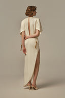 Oreiller Cream Crepe Silk-Lined Evening Gown for women, from POEM, The Viet Concept