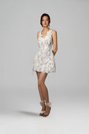 Orchid Appliqué Layered Lace Mini Dress for women, from KEIRA TONG, The Viet Concept 