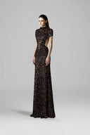 Belladonna Sequin Cape Sleeve Cutout Floor-Length Dress for women, from SORAMAME, The Viet Concept