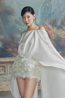 LINH PHUNG • Quincey Crystal Floral Cape Mini Dress