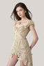 Beige La Farfalla Mini Dress for women, from La Vierge, The Viet Concept 