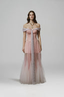 Rosmira Crystal Off-Shoulder Corset Maxi Dress for women, from LINH PHUNG, The Viet Concept