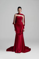 Red Strapless Rosabella Long Dress For Women, from DUONG ATELIER, The Viet Concept