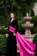Peak Collar A-Line Evening Gown with Side Ribbon Detail for women, from IHF ATELIER, The Viet Concept 