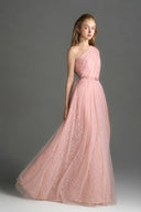 IHF STUDIO • Floral Mesh Lace One-Shoulder A-Line Gown
