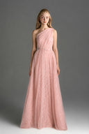 IHF STUDIO • Floral Mesh Lace One-Shoulder A-Line Gown
