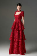 IHF STUDIO • Floral Garden Lace 3D A-Line Maxi Evening Dress