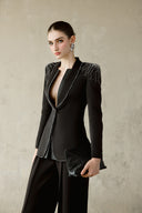 Alva Crystal Embellished Satin Tailored Suit for women, from DANG PHONG DESIGNER, The Viet Concept