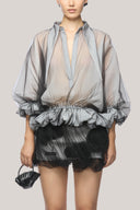 Grey Latisha Peplum Johnny Collar Organza Voile Mini Set for women, from Das La Vie, The Viet Concept 