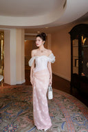 LINH PHUNG • Solana Couture 3D Wave Halter Lace Corset Maxi Dress