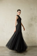 Erina Crystal Embellished Mesh Bodysuit & Maxi Skirt Set for women, from DANG PHONG DESIGNER, The Viet Concept